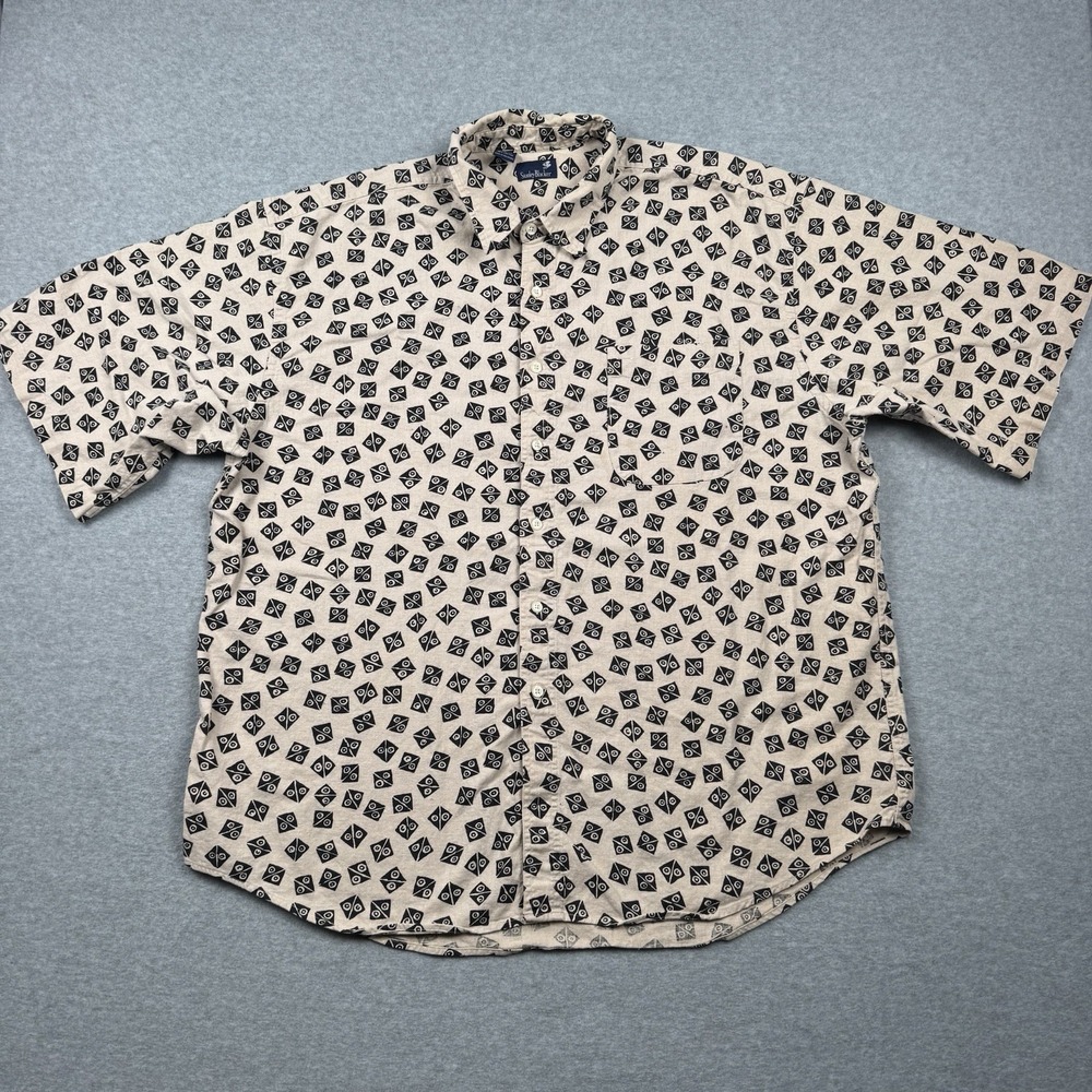Stanley Blacker Linen Blend Shirt Mens XXL Button Up geometric Vintage 90S